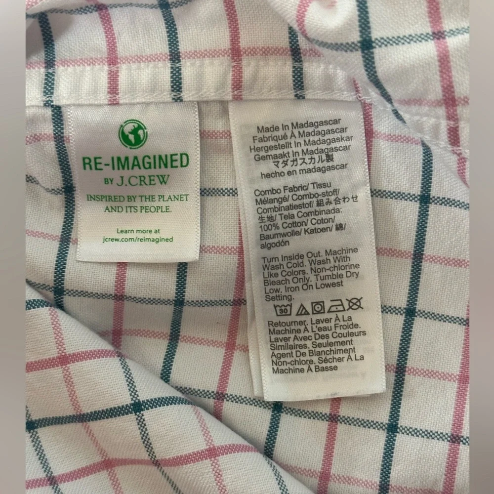 J. Crew Men's Pink and Blue Checkered Shirt
